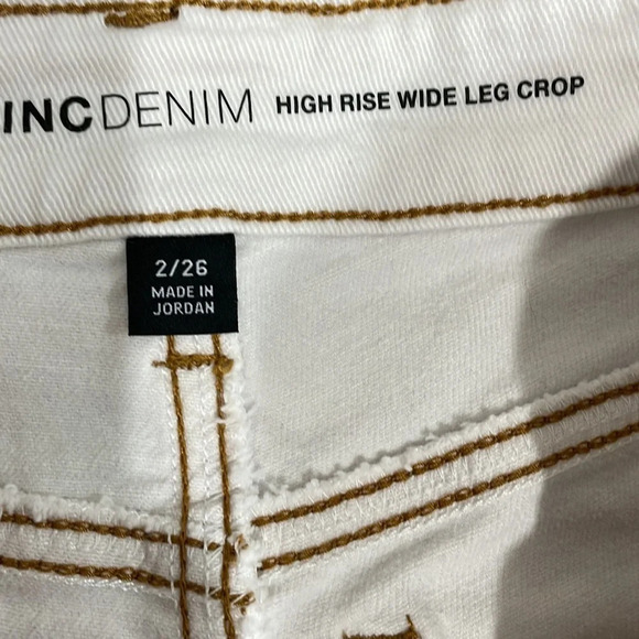 NWOT INC International Concepts Denim Jeans High Rise Wide Leg Crop Raw … - Picture 11 of 16